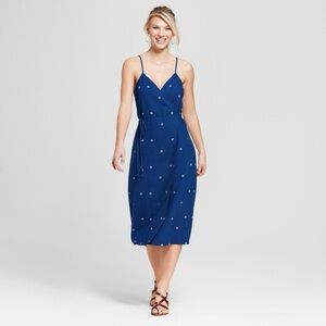Universal Threads | Navy Linen Tie Wrap Dress